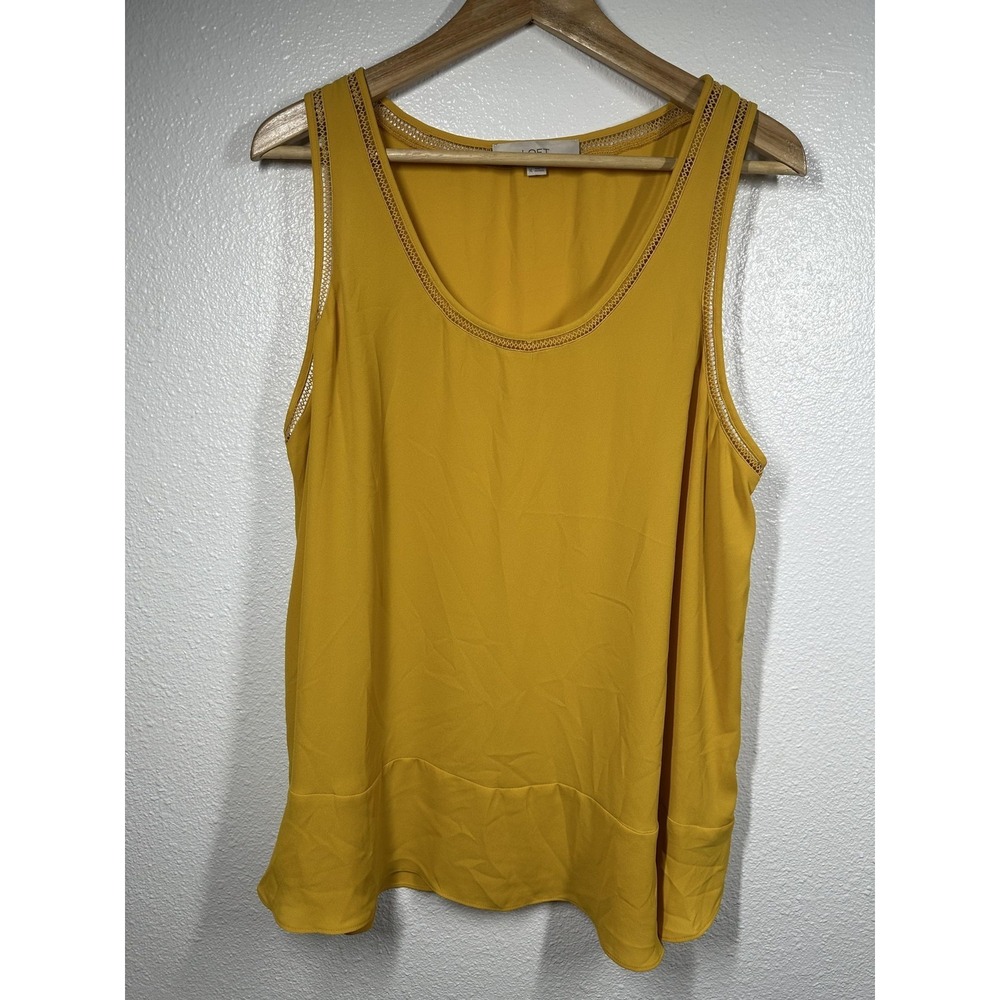 LOFT Tank Top Womens XL Yellow Sleeveless Blouse Summer Lightweight Layering